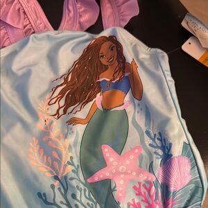 Disney Ariel Girls The Little Mermaid One Piece Bathing Suit Size Small Blue NWT